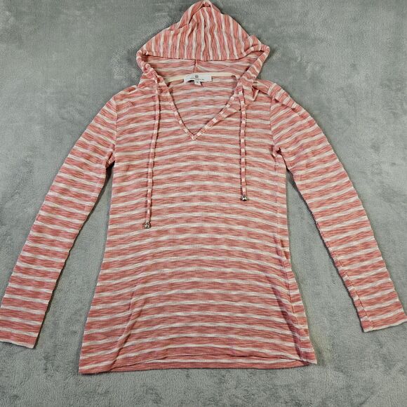 Jean Pierre Klifa Sheer Hoodie Womens Sz Small Pink Coastal Beach Preppy Tunic - Picture 1 of 13